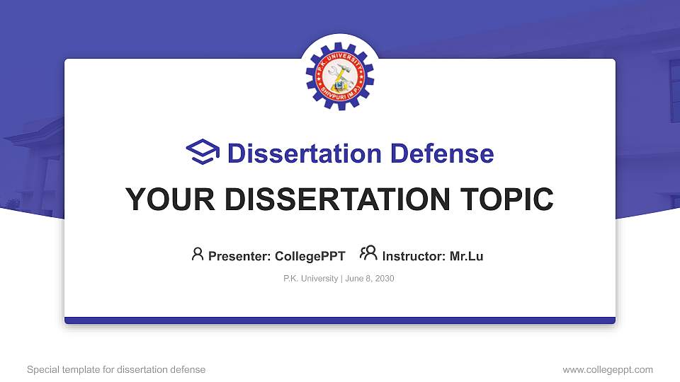 P.K. University Graduation Thesis Defense PPT Template16:9 ratio PPT effect preview image