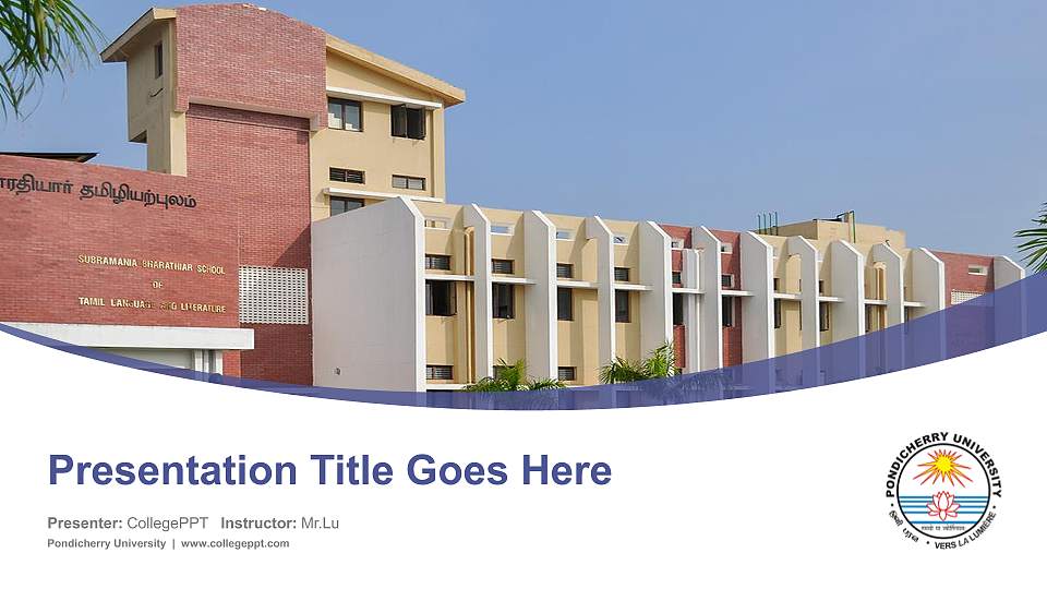 Pondicherry University Course/Courseware Creation PPT Template16:9 ratio PPT effect preview image