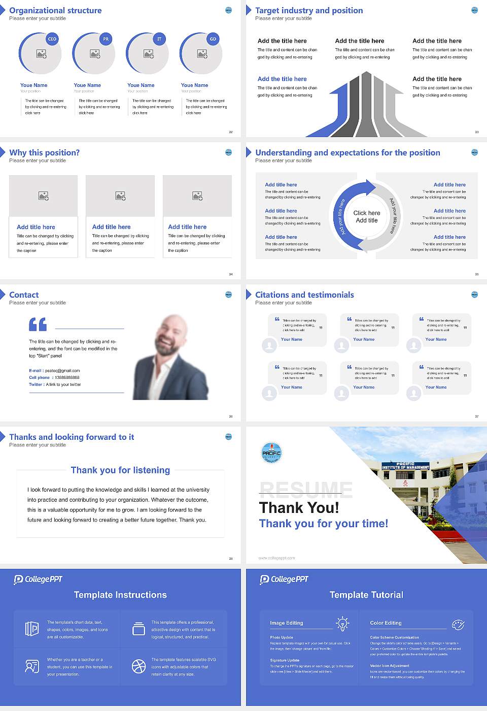 Pacific Academy of Higher Education & Research University Resume PPT Template16:9 ratio PPT effect preview image4