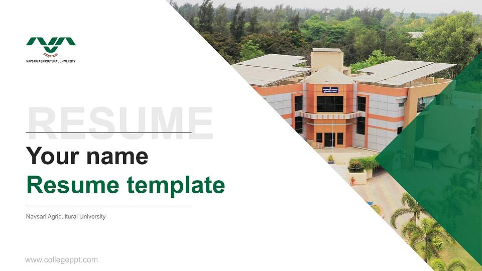 Navsari Agricultural University Resume PPT Template16:9 ratio PPT effect preview image