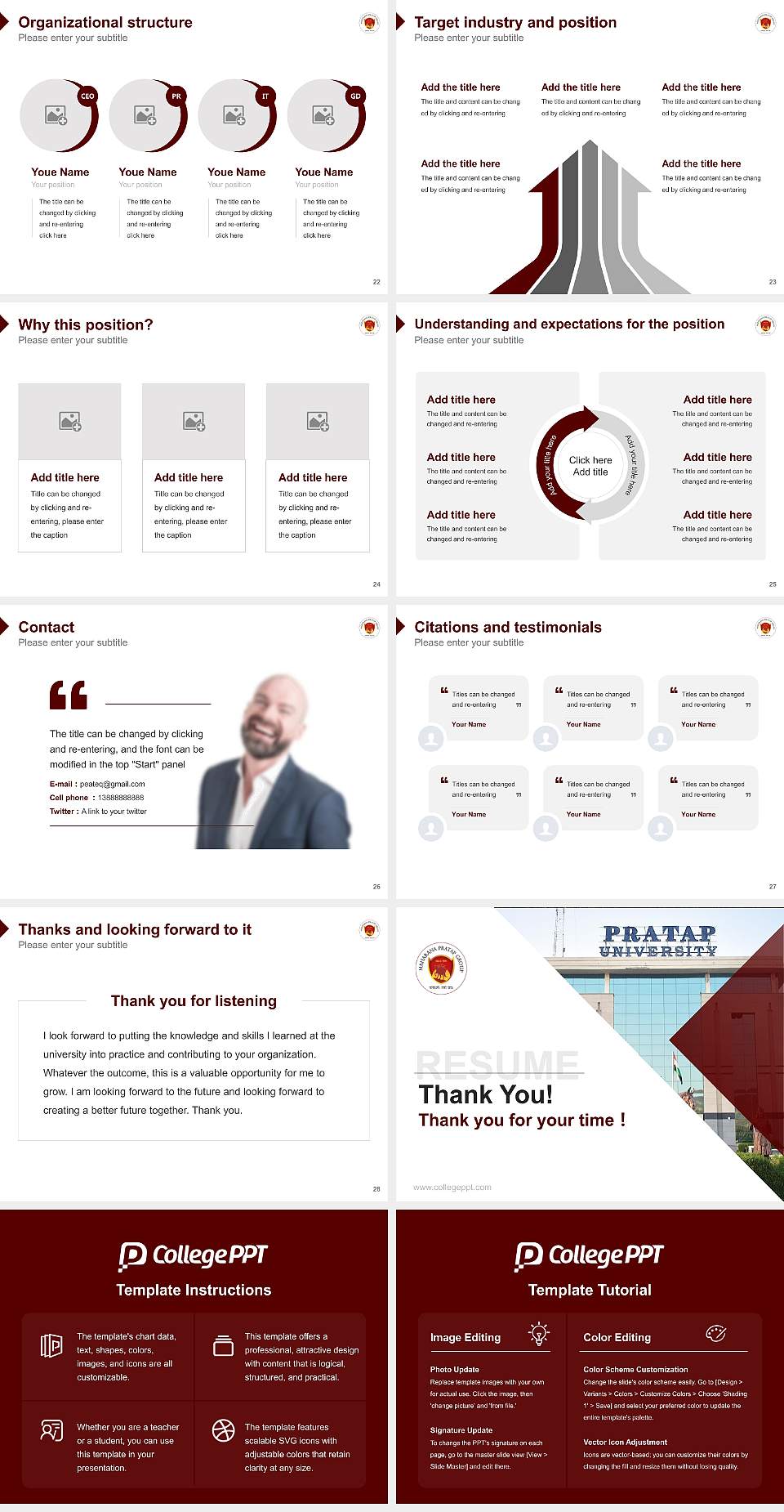 Pratap University Resume PPT Template4:3 ratio PPT effect preview image4