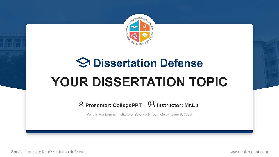 Periyar Maniammai Institute of Science & Technology Graduation Thesis Defense PPT Template16:9 ratio PPT effect preview image