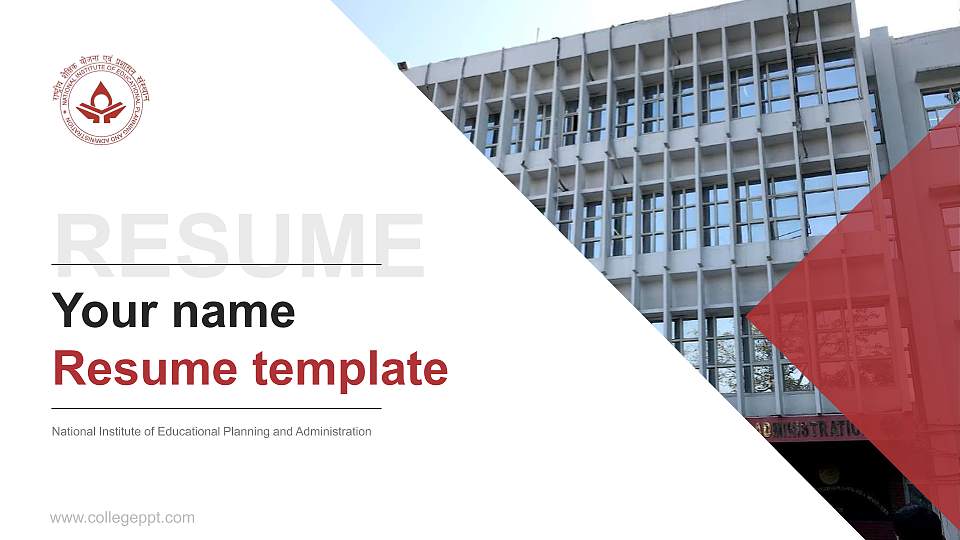 National Institute of Educational Planning and Administration Resume PPT Template16:9 ratio PPT effect preview image