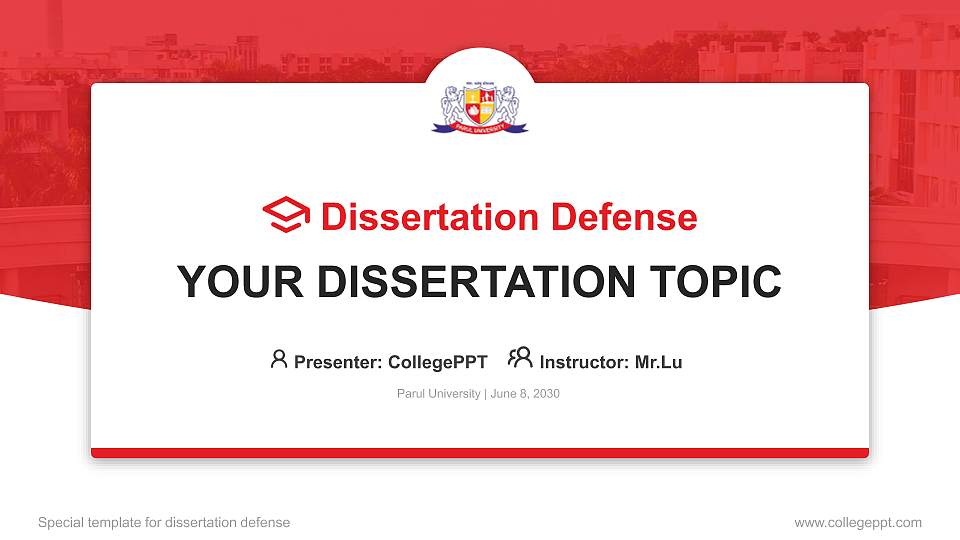 Parul University Graduation Thesis Defense PPT Template16:9 ratio PPT effect preview image