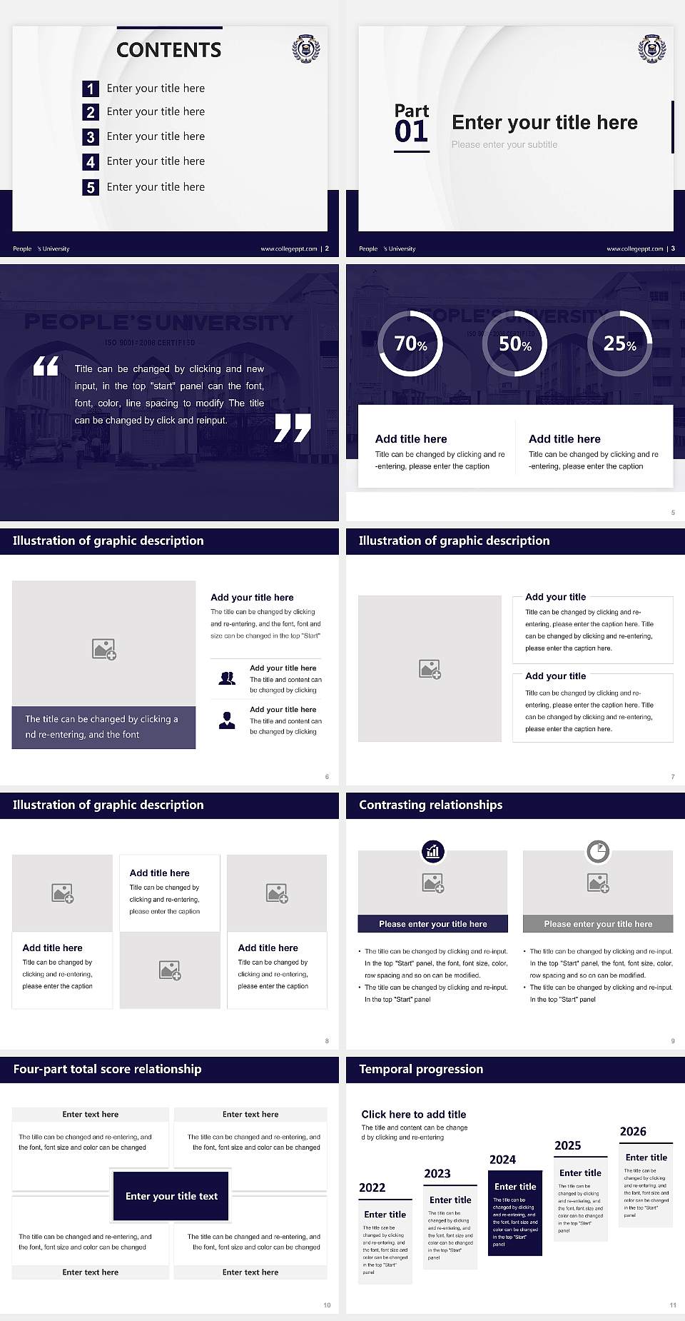 People ‘s University Thesis Proposal/Graduation Defense PPT Template4:3 ratio PPT effect preview image2