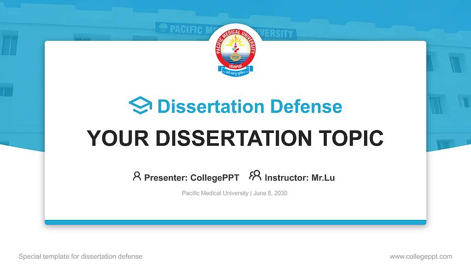 Pacific Medical University Graduation Thesis Defense PPT Template16:9 ratio PPT effect preview image
