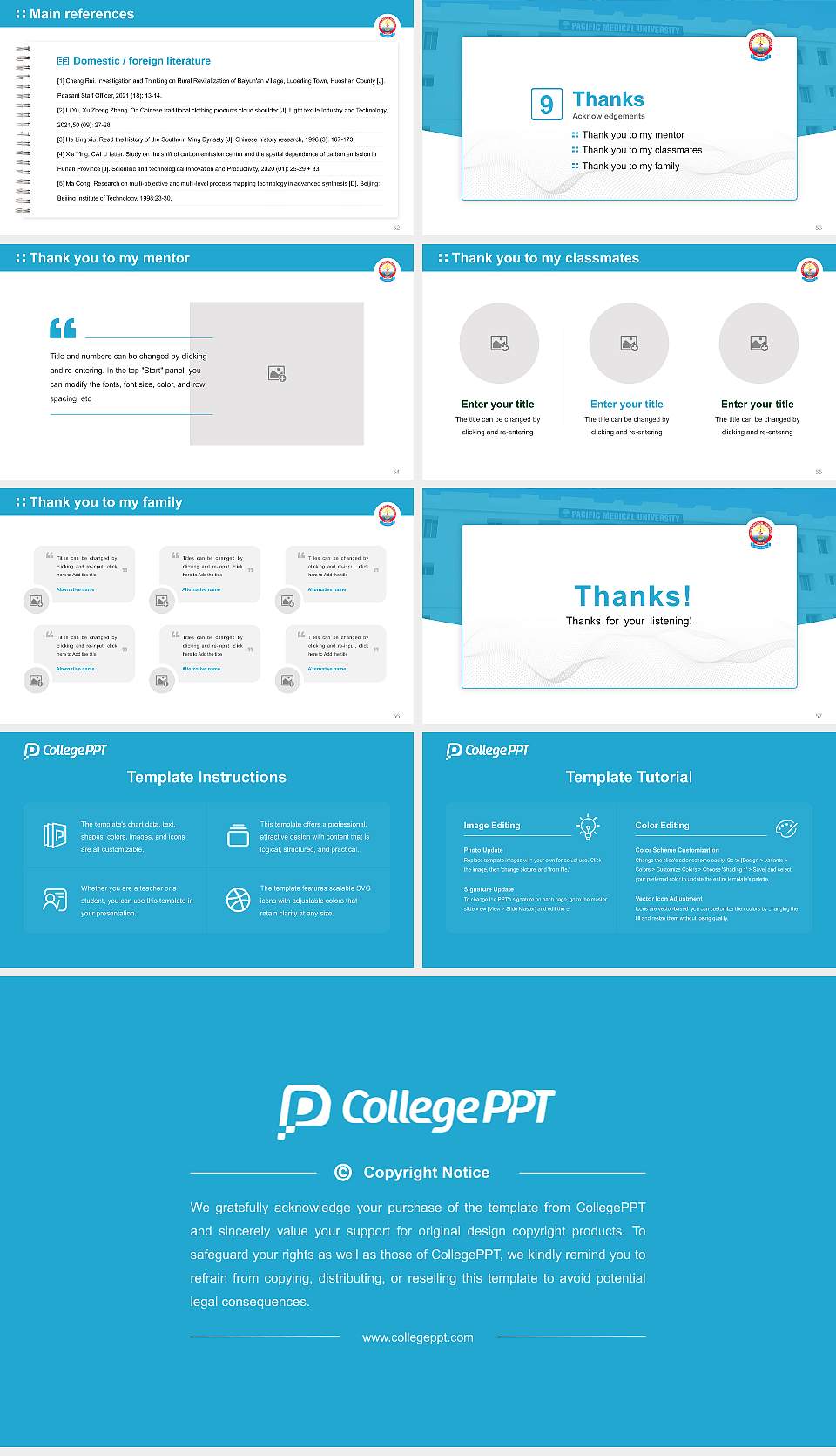 Pacific Medical University Graduation Thesis Defense PPT Template16:9 ratio PPT effect preview image7