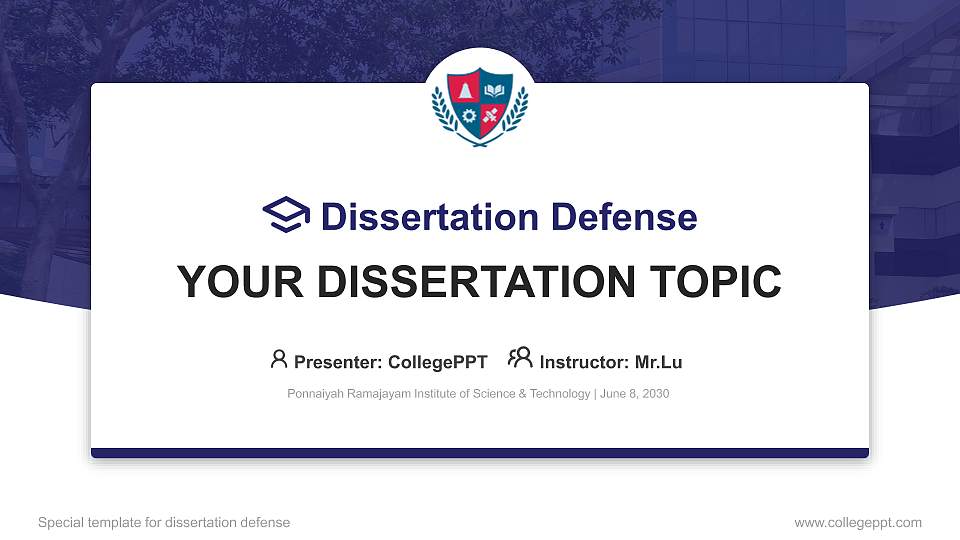 Ponnaiyah Ramajayam Institute of Science & Technology Graduation Thesis Defense PPT Template16:9 ratio PPT effect preview image