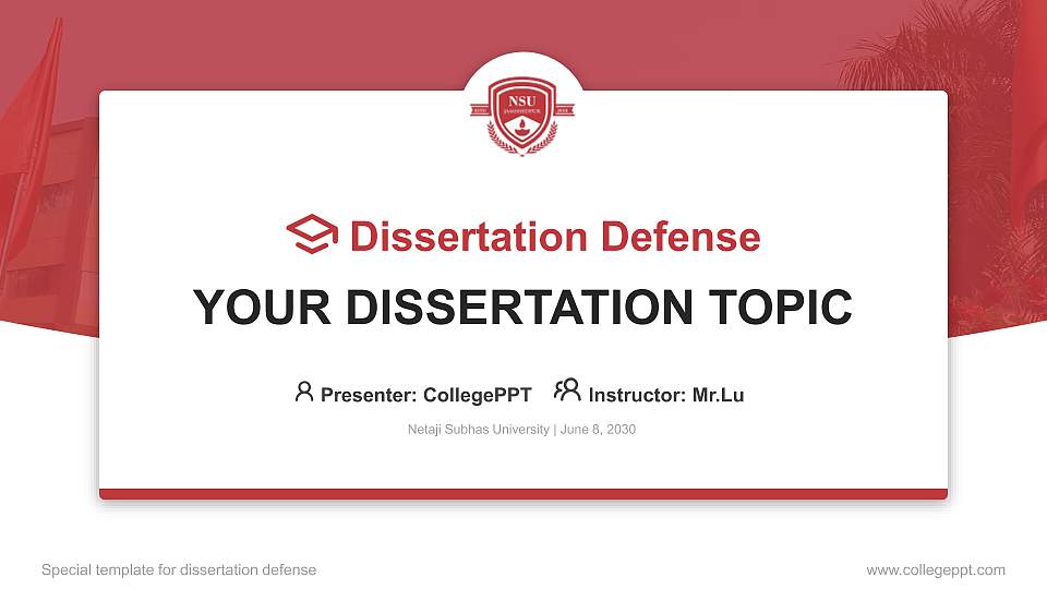 Netaji Subhas University Graduation Thesis Defense PPT Template16:9 ratio PPT effect preview image