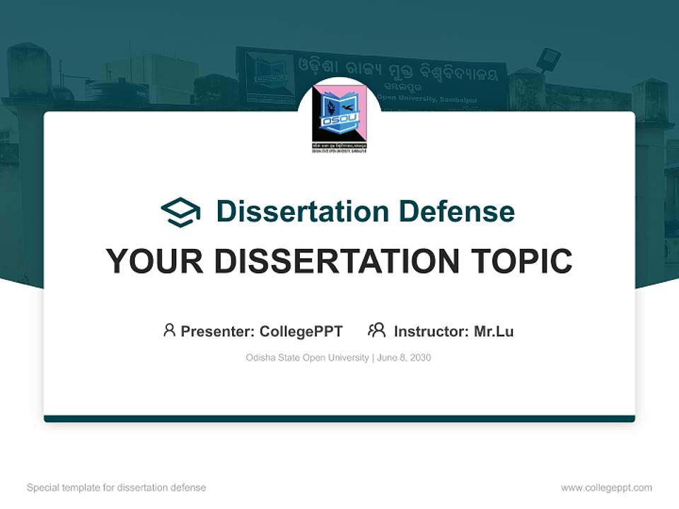 Odisha State Open University Graduation Thesis Defense PPT Template4:3 ratio PPT effect preview image7