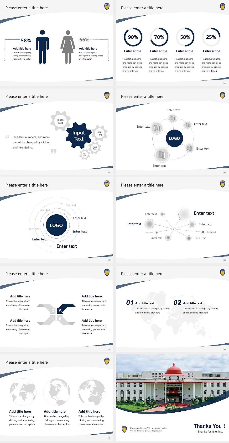 Oriental University Course/Courseware Creation PPT Template4:3 ratio PPT effect preview image4