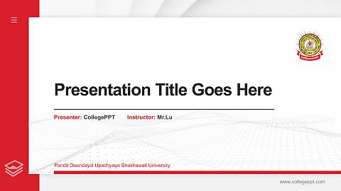 Pandit Deendayal Upadhyaya Shekhawati University Thesis Proposal/Graduation Defense PPT Template