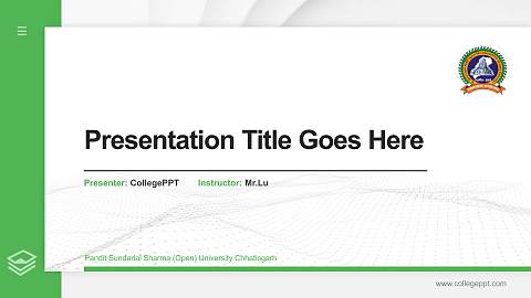 Pandit Sundarlal Sharma (Open) University Chhatisgarh Thesis Proposal/Graduation Defense PPT Template