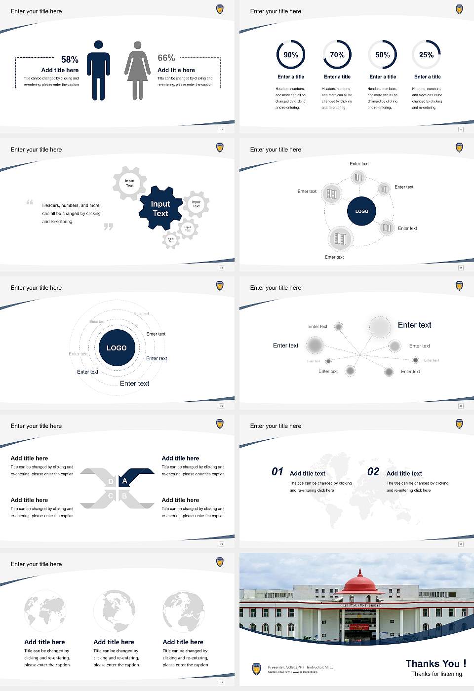 Oriental University Course/Courseware Creation PPT Template16:9 ratio PPT effect preview image4
