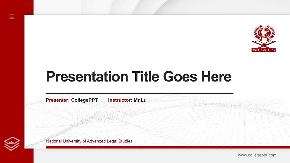 National University of Advanced Legal Studies Thesis Proposal/Graduation Defense PPT Template16:9 ratio PPT effect preview image