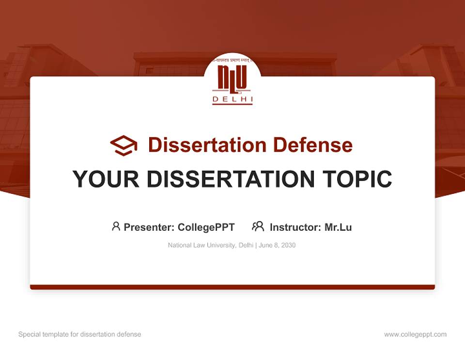 National Law University, Delhi Graduation Thesis Defense PPT Template4:3 ratio PPT effect preview image7