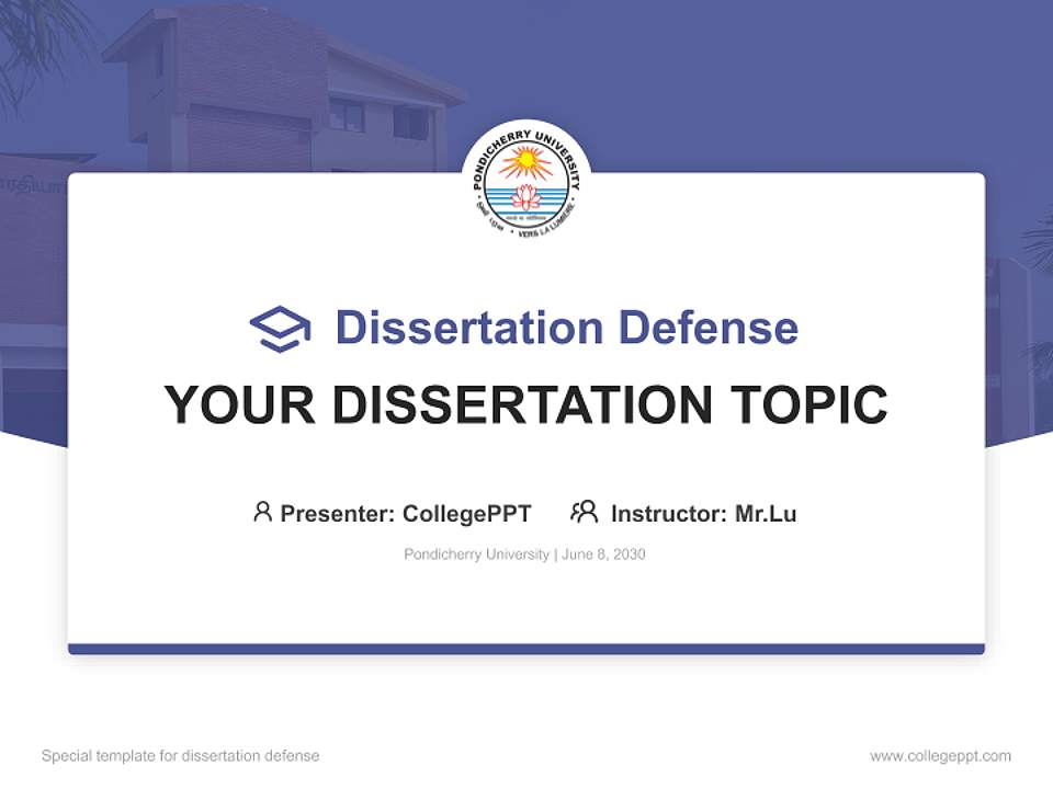 Pondicherry University Graduation Thesis Defense PPT Template4:3 ratio PPT effect preview image7