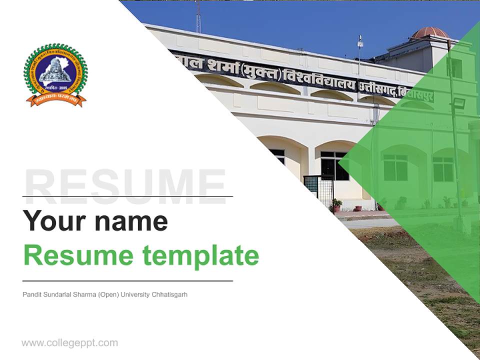 Pandit Sundarlal Sharma (Open) University Chhatisgarh Resume PPT Template4:3 ratio PPT effect preview image5