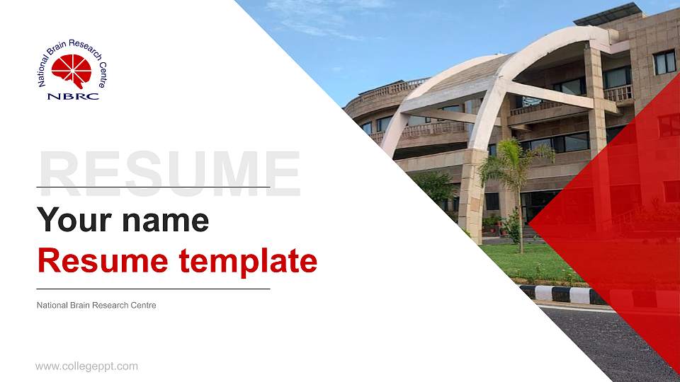 National Brain Research Centre Resume PPT Template16:9 ratio PPT effect preview image