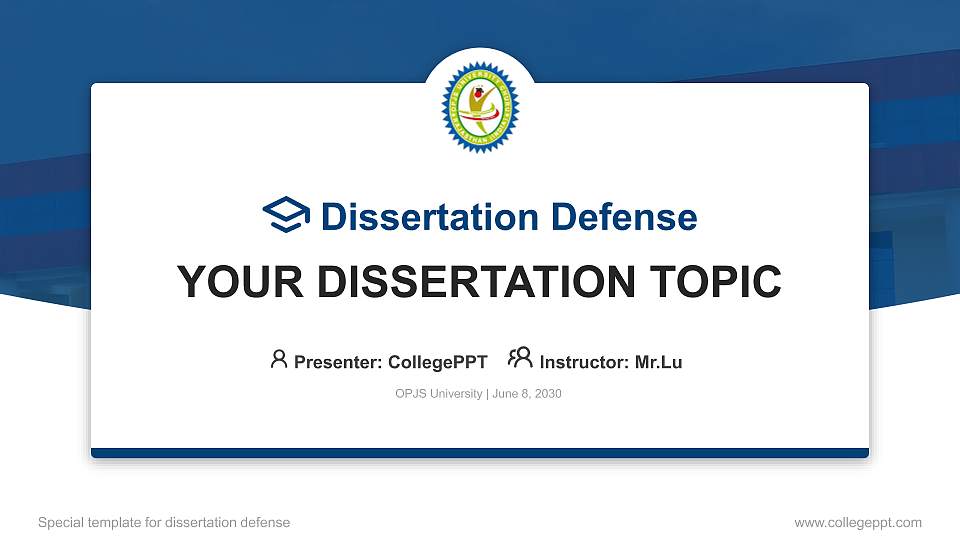 OPJS University Graduation Thesis Defense PPT Template16:9 ratio PPT effect preview image