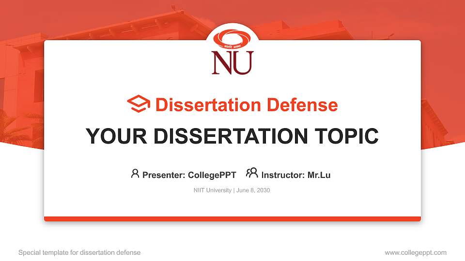 NIIT University Graduation Thesis Defense PPT Template16:9 ratio PPT effect preview image
