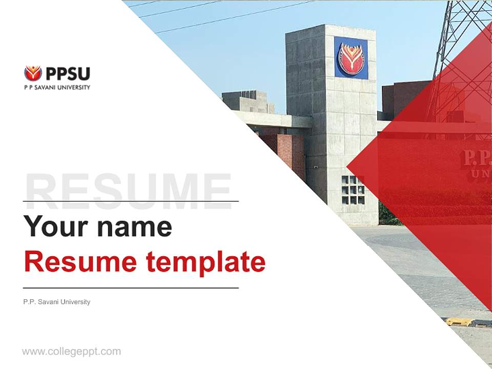 P.P. Savani University Resume PPT Template4:3 ratio PPT effect preview image5