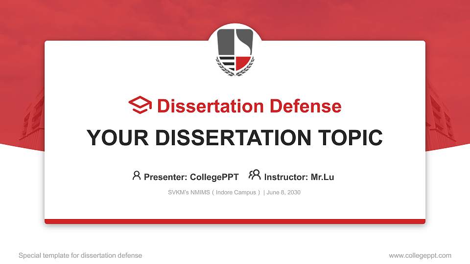 SVKM’s NMIMS（Indore Campus） Graduation Thesis Defense PPT Template16:9 ratio PPT effect preview image