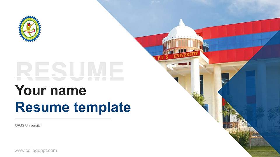 OPJS University Resume PPT Template16:9 ratio PPT effect preview image