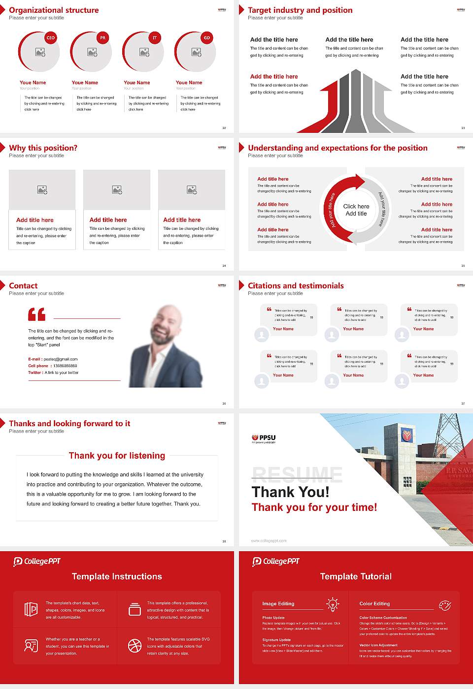 P.P. Savani University Resume PPT Template16:9 ratio PPT effect preview image4