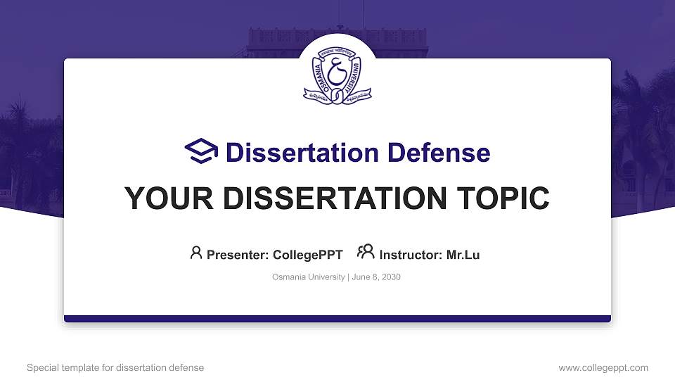 Osmania University Graduation Thesis Defense PPT Template16:9 ratio PPT effect preview image
