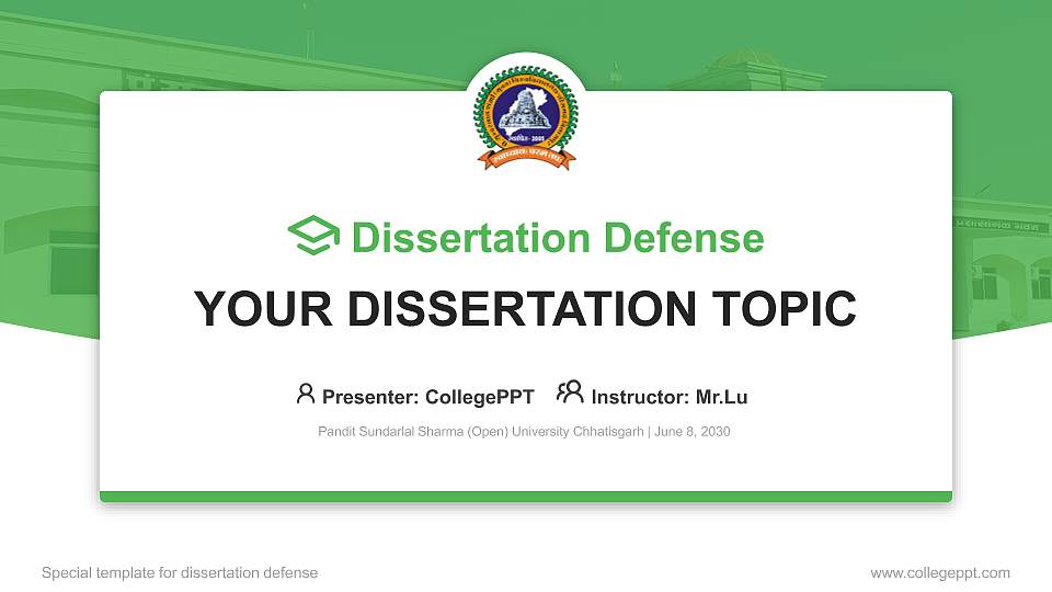 Pandit Sundarlal Sharma (Open) University Chhatisgarh Graduation Thesis Defense PPT Template16:9 ratio PPT effect preview image