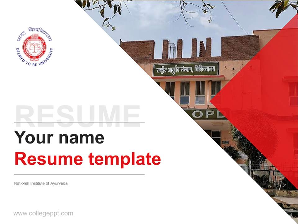 National Institute of Ayurveda Resume PPT Template4:3 ratio PPT effect preview image5