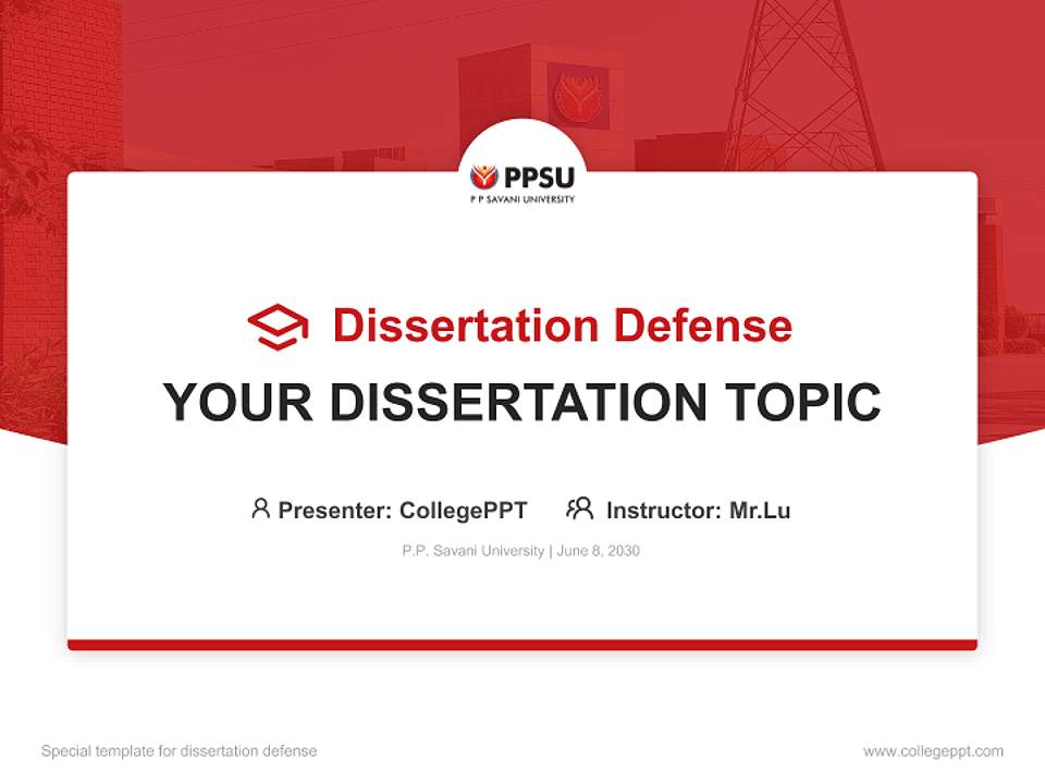 P.P. Savani University Graduation Thesis Defense PPT Template4:3 ratio PPT effect preview image7