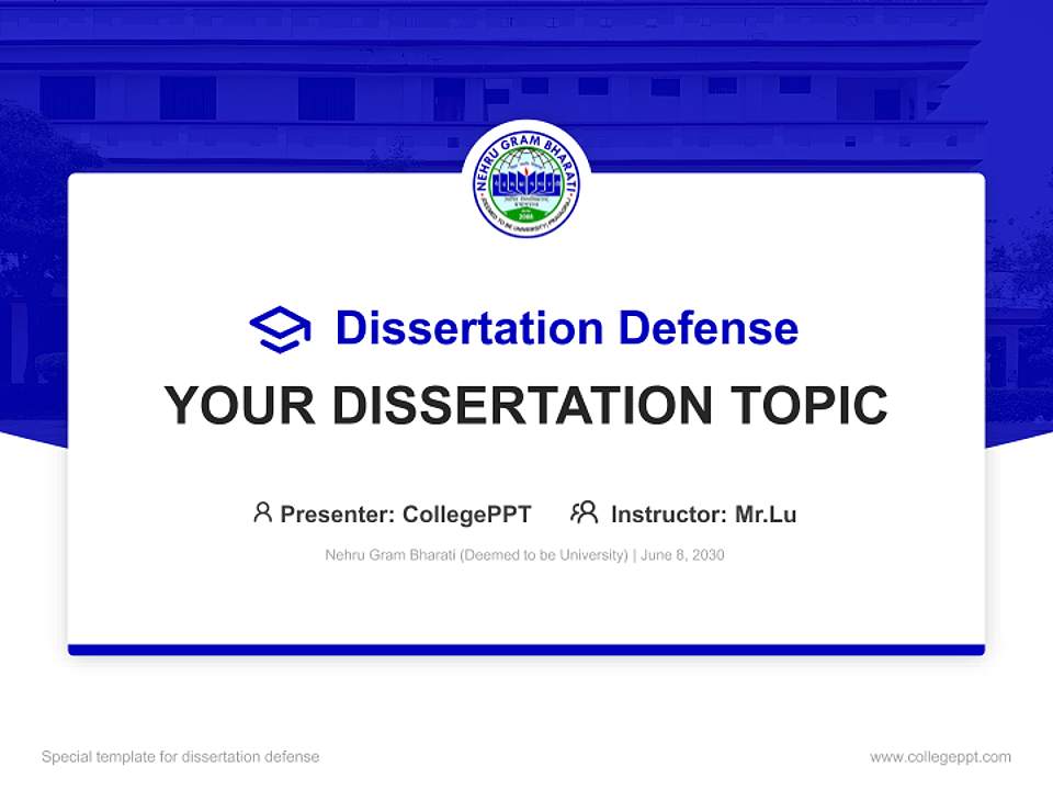 Nehru Gram Bharati (Deemed to be University) Graduation Thesis Defense PPT Template4:3 ratio PPT effect preview image7