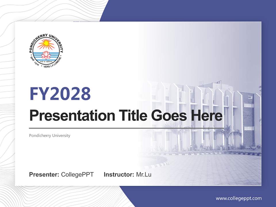 Pondicherry University Academic Presentation/Research Findings Report PPT Template4:3 ratio PPT effect preview image5