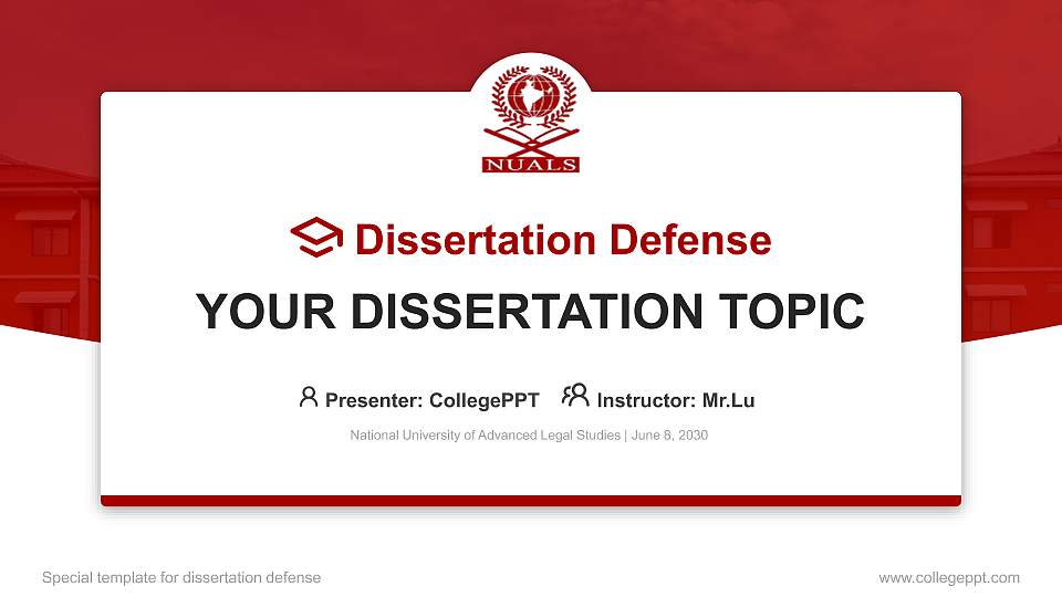 National University of Advanced Legal Studies Graduation Thesis Defense PPT Template16:9 ratio PPT effect preview image