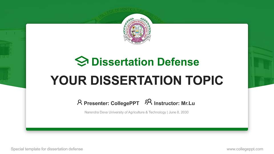 Narendra Deva University of Agriculture & Technology Graduation Thesis Defense PPT Template16:9 ratio PPT effect preview image