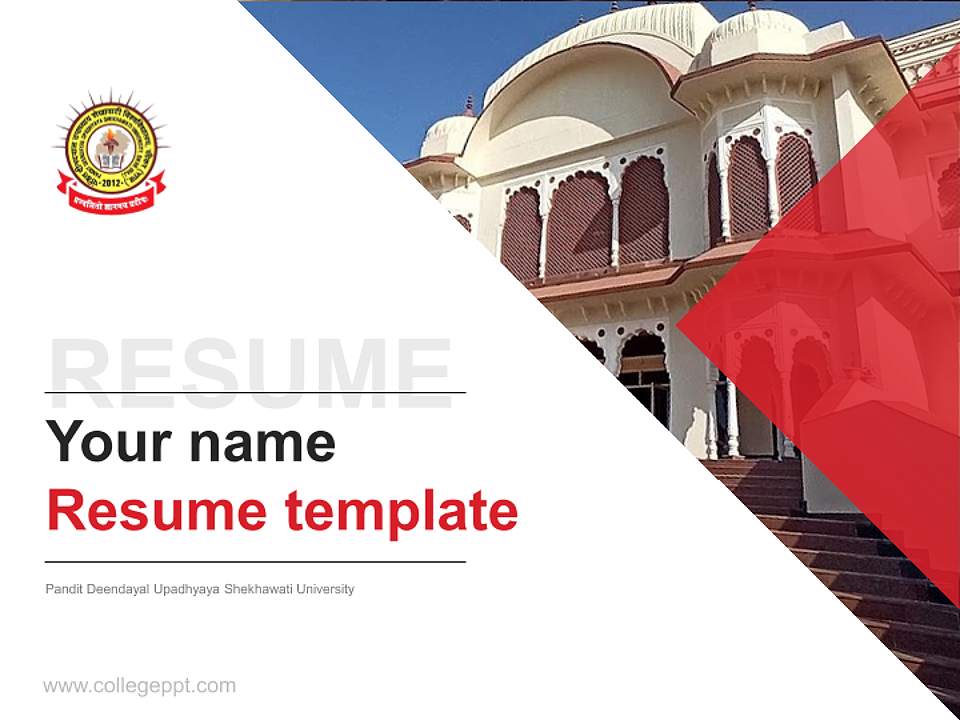 Pandit Deendayal Upadhyaya Shekhawati University Resume PPT Template4:3 ratio PPT effect preview image5