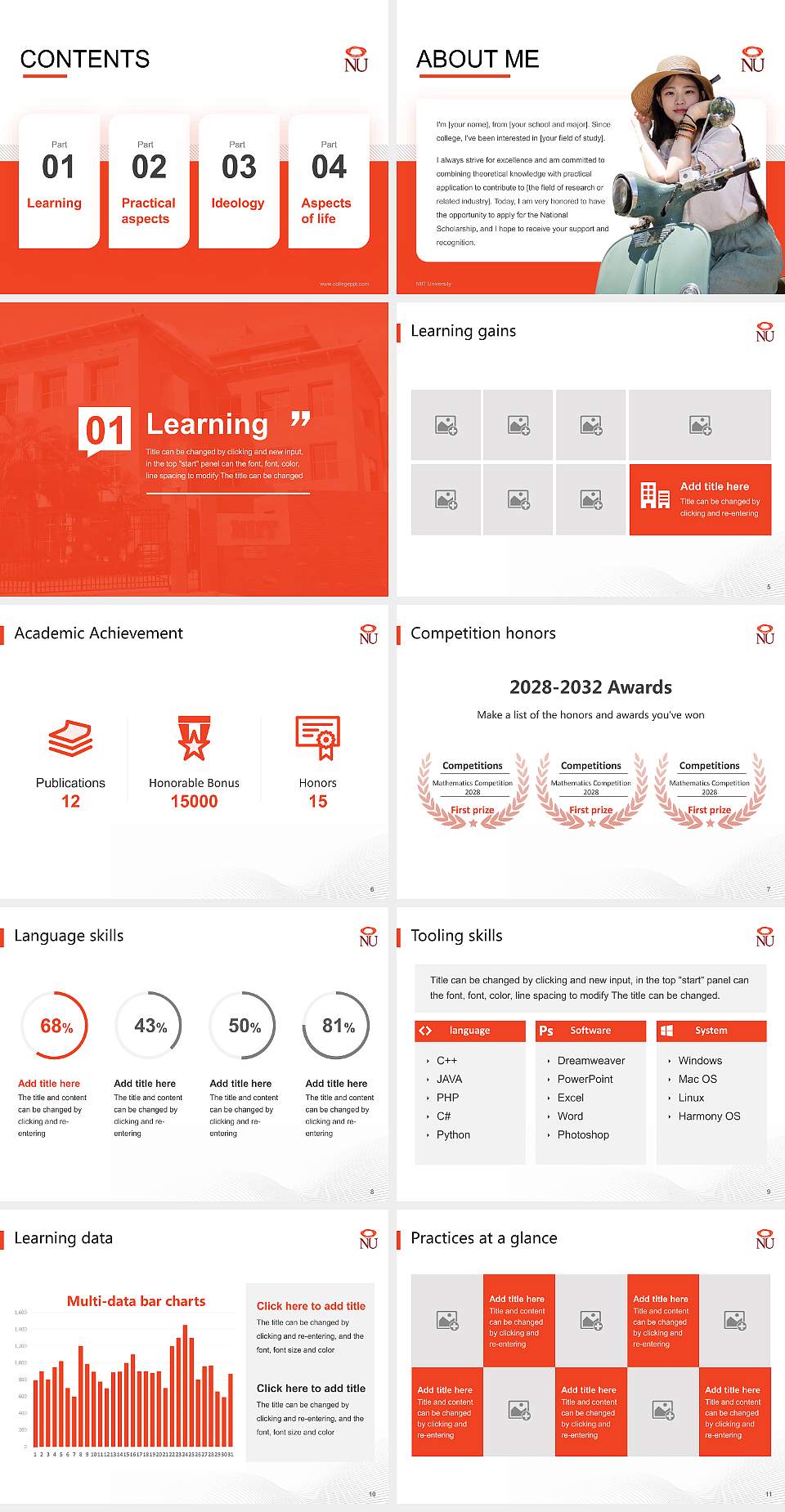 NIIT University National Scholarship Defense PPT Template4:3 ratio PPT effect preview image2