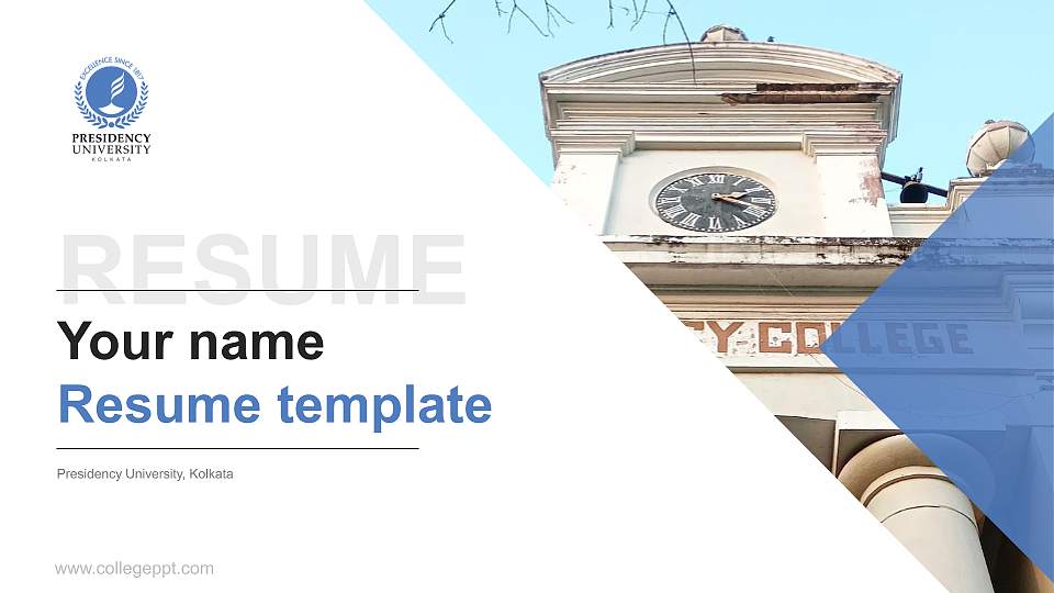Presidency University, Kolkata Resume PPT Template16:9 ratio PPT effect preview image