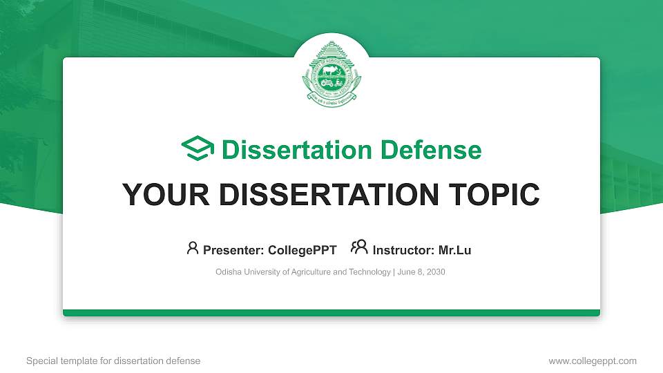 Odisha University of Agriculture and Technology Graduation Thesis Defense PPT Template16:9 ratio PPT effect preview image