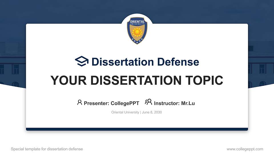 Oriental University Graduation Thesis Defense PPT Template16:9 ratio PPT effect preview image