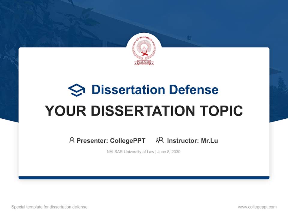 NALSAR University of Law Graduation Thesis Defense PPT Template4:3 ratio PPT effect preview image7