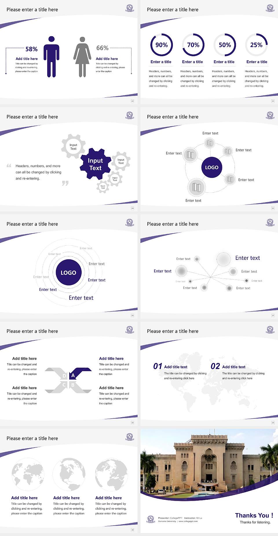 Osmania University Course/Courseware Creation PPT Template4:3 ratio PPT effect preview image4
