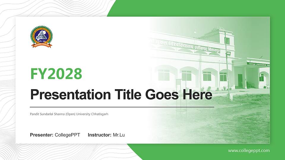 Pandit Sundarlal Sharma (Open) University Chhatisgarh Academic Presentation/Research Findings Report PPT Template16:9 ratio PPT effect preview image