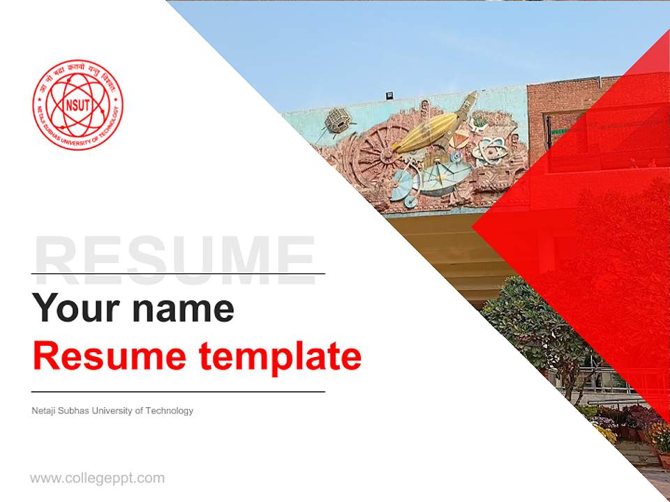 Netaji Subhas University of Technology Resume PPT Template4:3 ratio PPT effect preview image5
