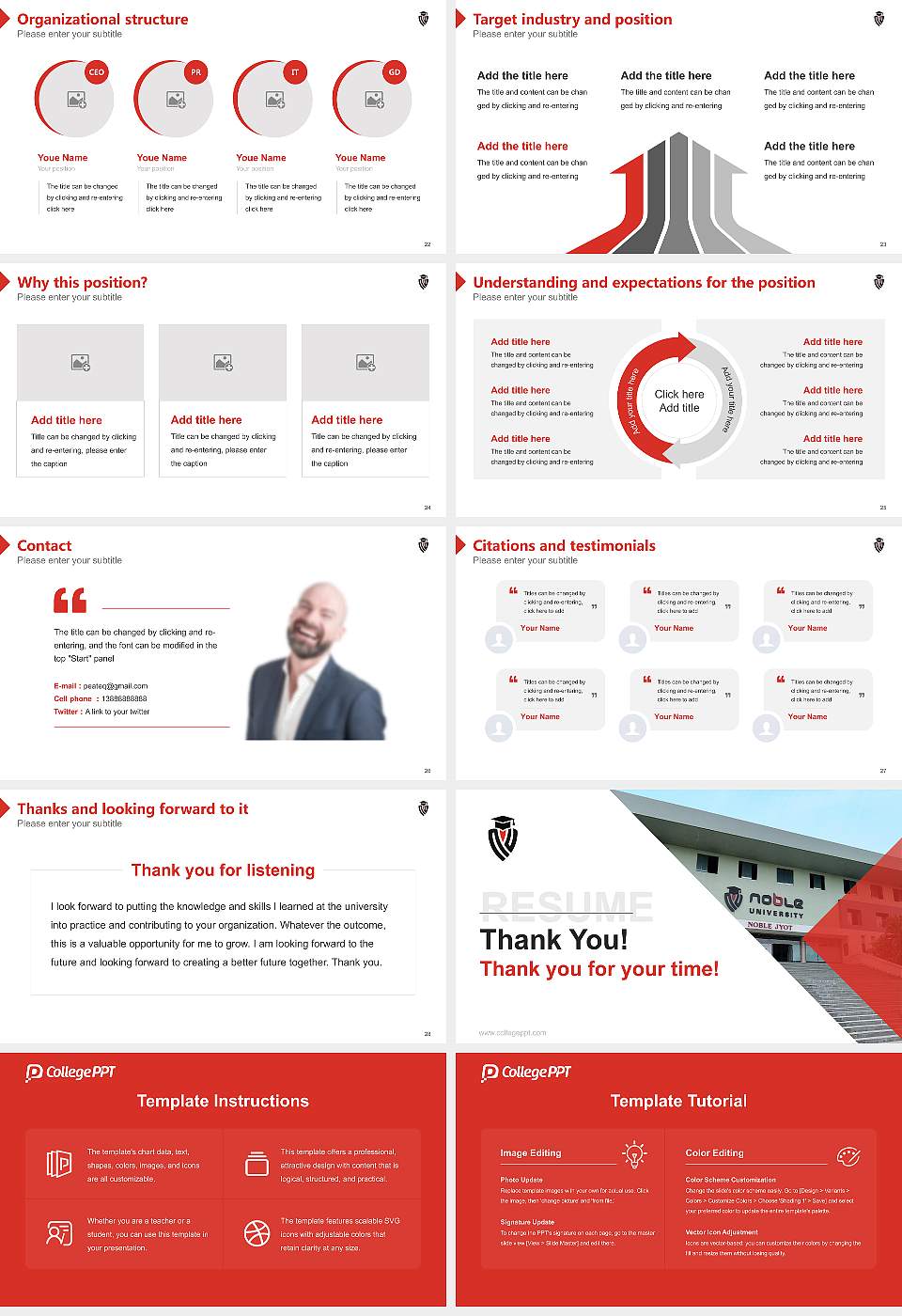 Noble University Resume PPT Template16:9 ratio PPT effect preview image4