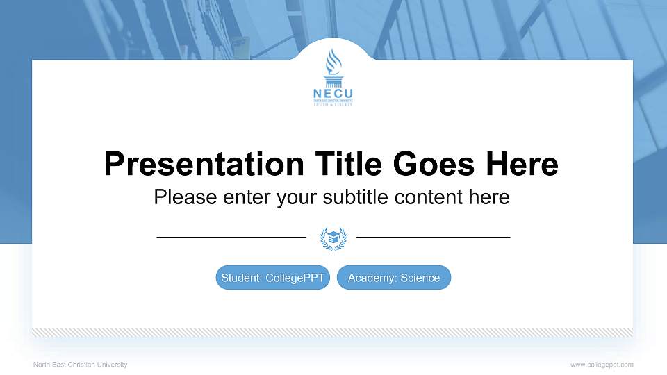 North East Christian University National Scholarship Defense PPT Template16:9 ratio PPT effect preview image
