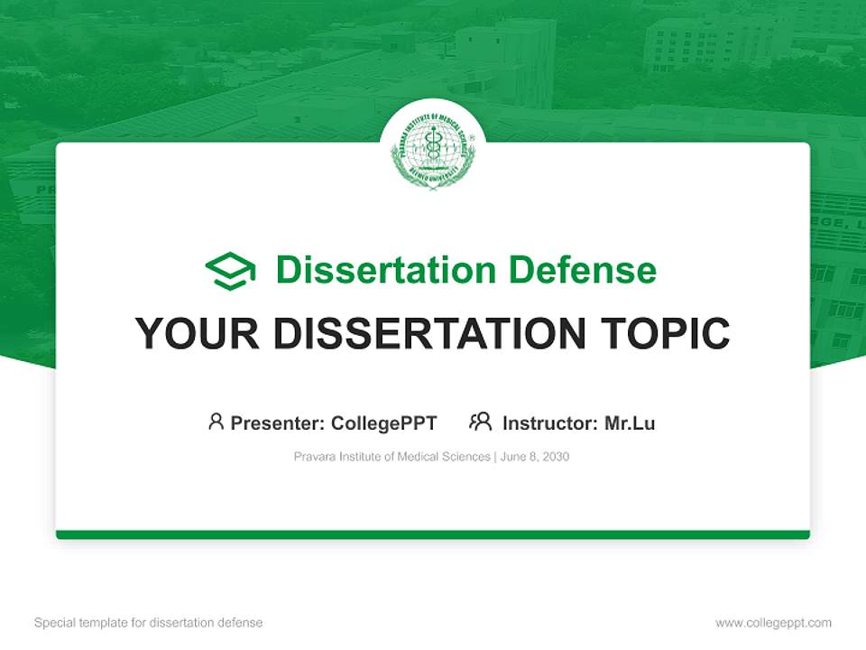 Pravara Institute of Medical Sciences Graduation Thesis Defense PPT Template4:3 ratio PPT effect preview image7