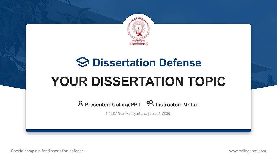 NALSAR University of Law Graduation Thesis Defense PPT Template16:9 ratio PPT effect preview image